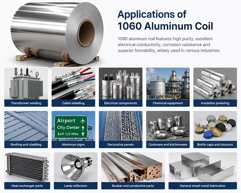 1060 aluminum coil applications in transformer winding, electrical, construction and industrial manufacturing