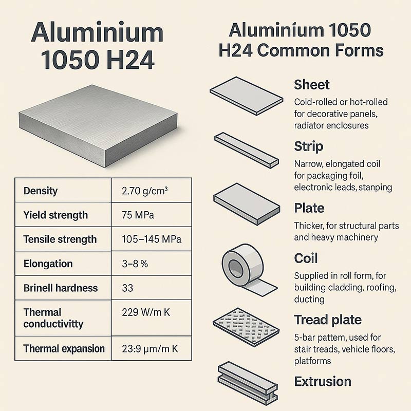 Aluminium 1050 H24 Common Forms