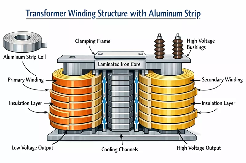 Transformer Aluminum Strip Winding Structure & Design