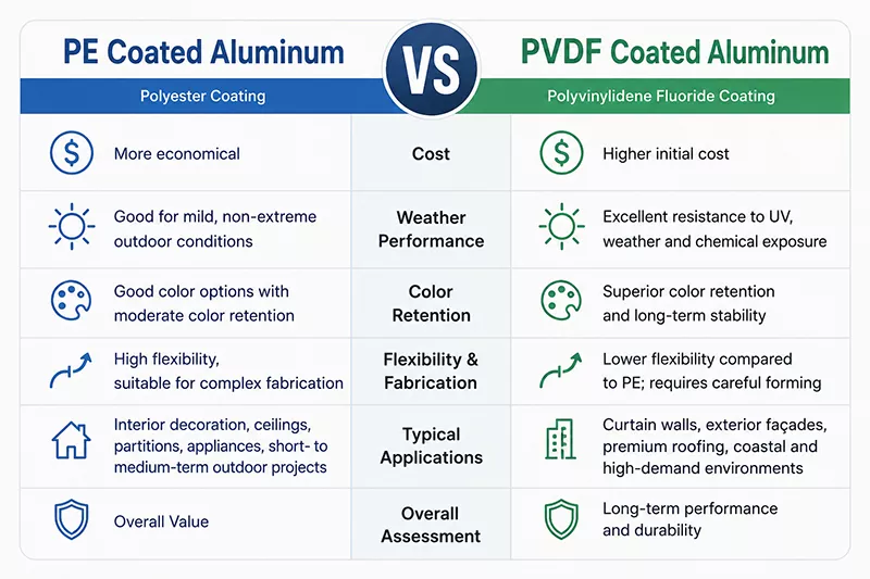 PE vs PVDF Coated Aluminum