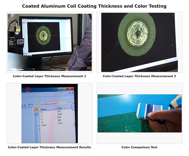 Quality inspection for PE coated aluminum coil including coating thickness and color testing