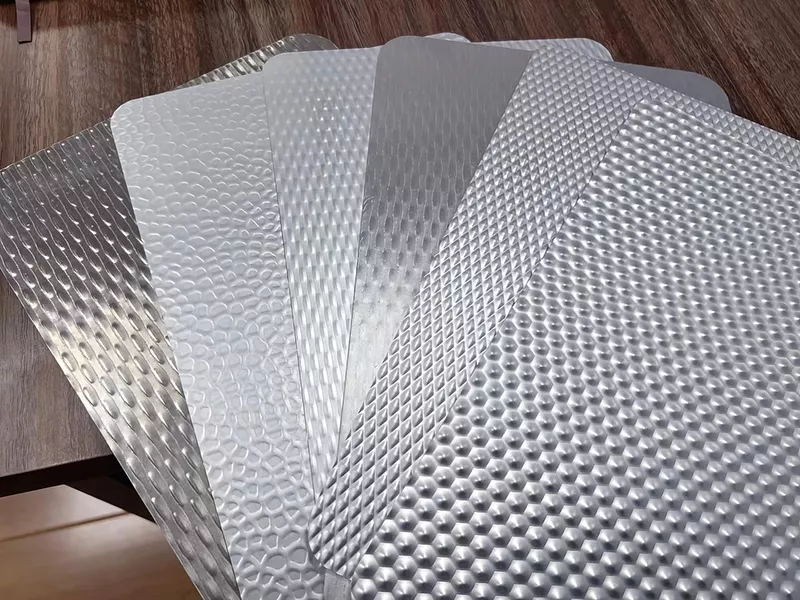 Embossed aluminium foil samples with multiple surface patterns