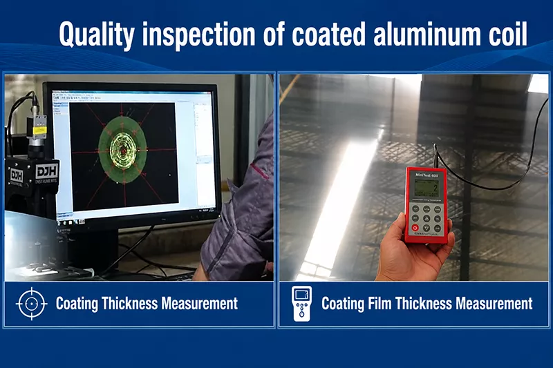 Coated aluminum coil quality inspection for thickness, coating and surface finish