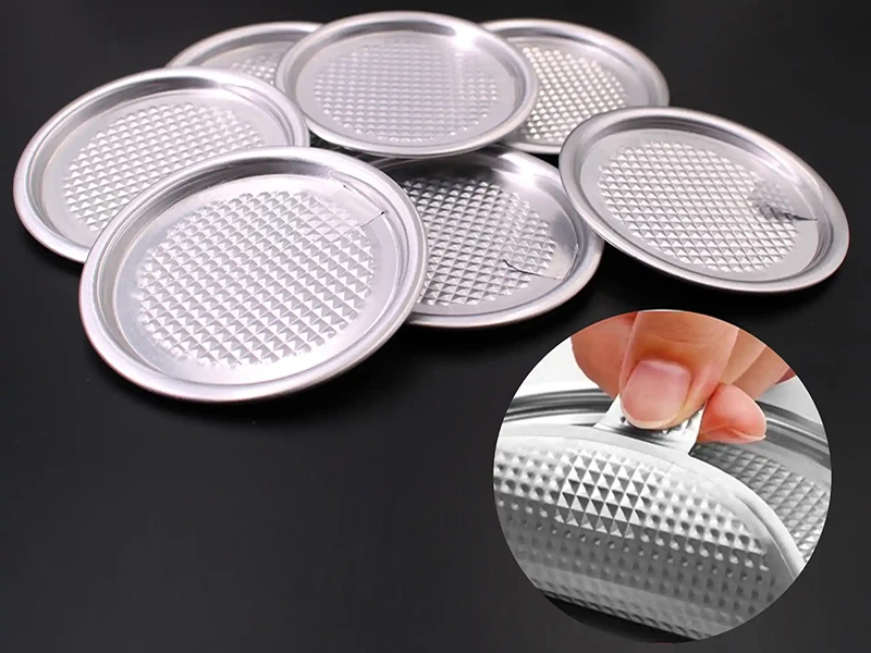 Pull-tab opening demonstration for a retortable aluminum peel-off end