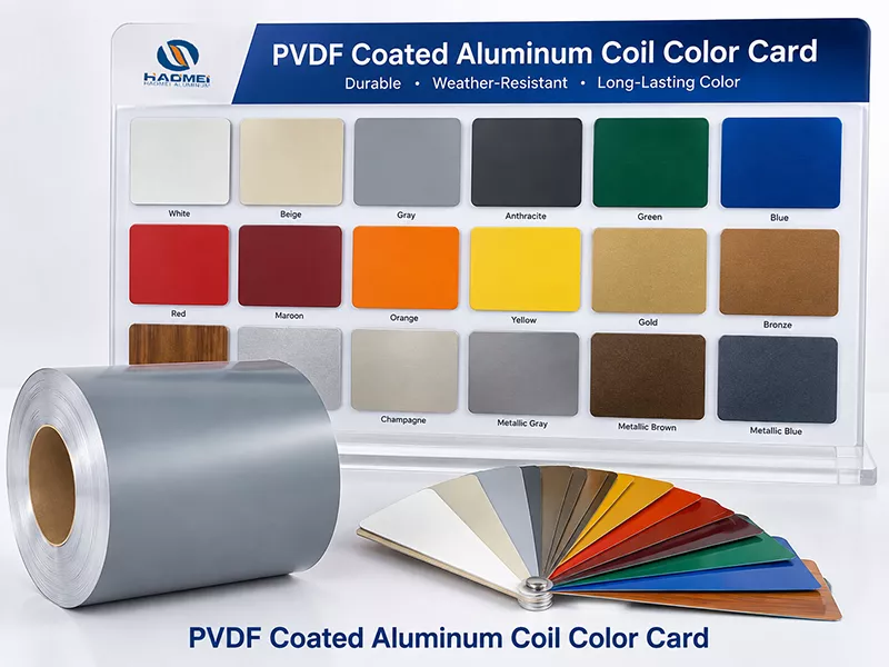 PVDF coated aluminum coil color card with architectural coating samples