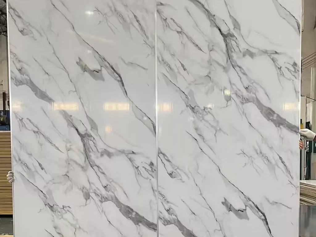 Stone grain coated aluminum sheet with marble finish surface