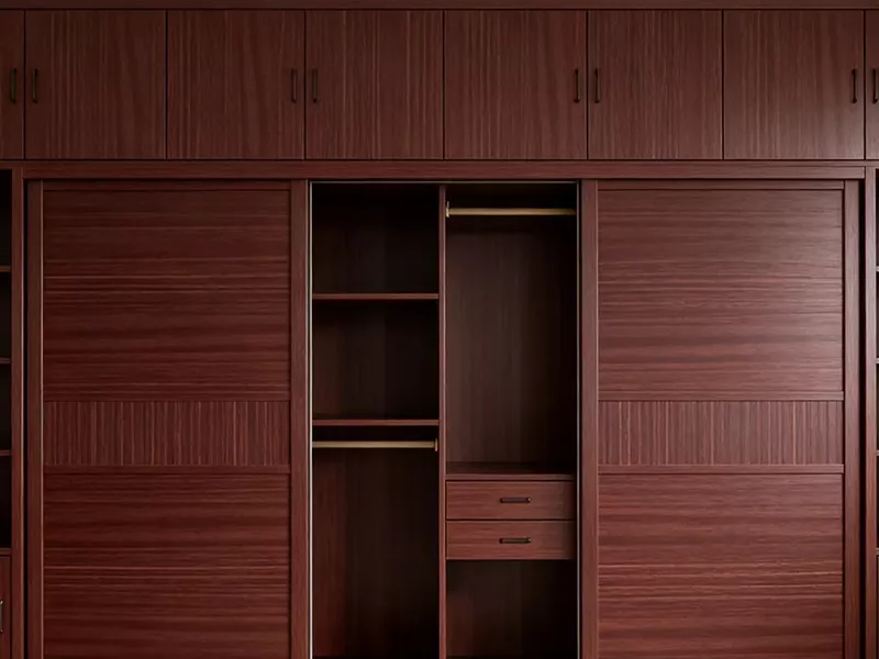 Wood grain aluminum wardrobe doors and cabinet panels